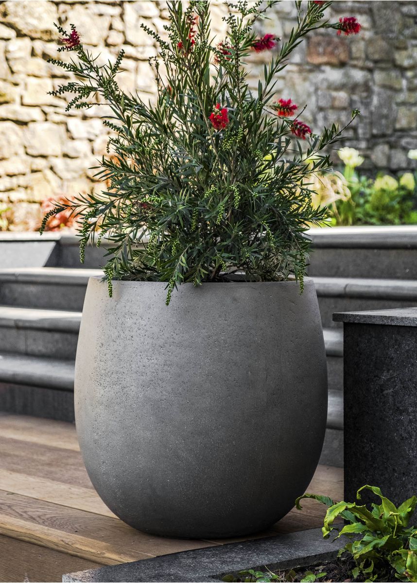 Enclave Bolla 550 H55cm Large Grey Round GRP Garden Planter
